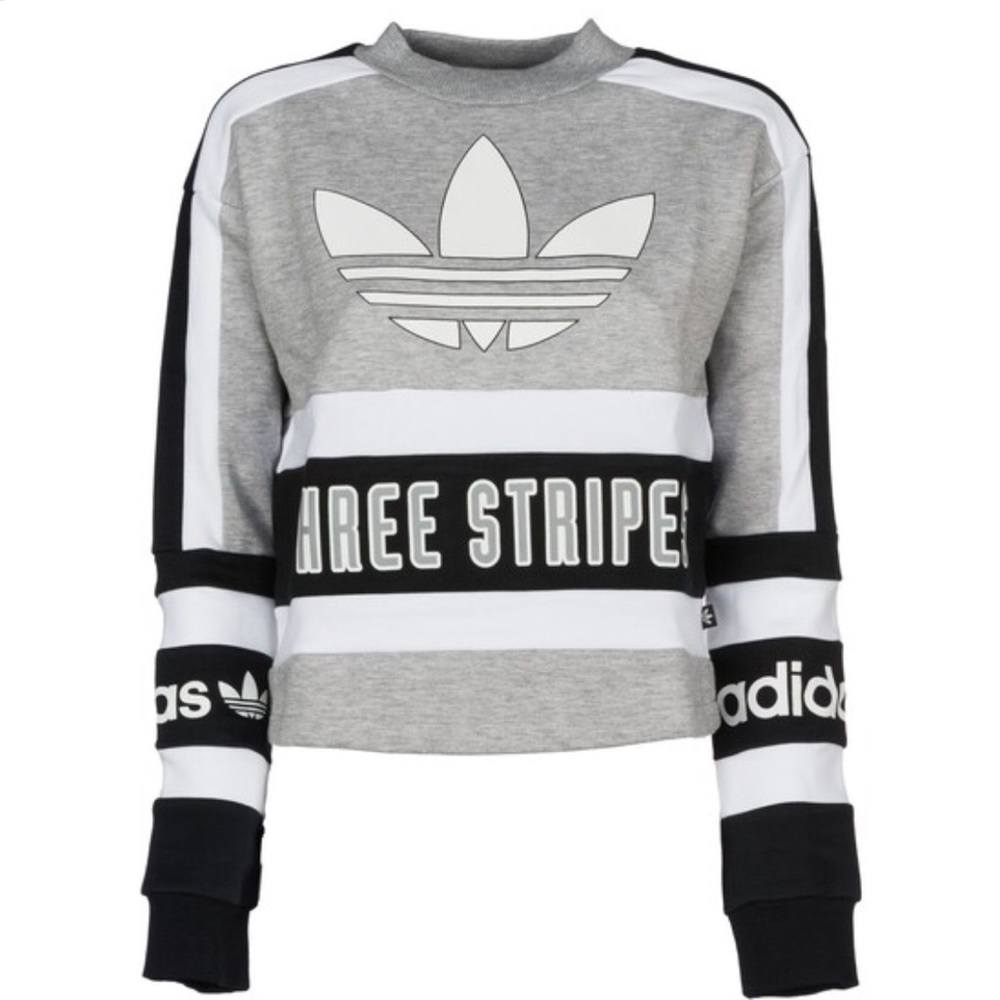 New Adidas Originals '80s Moto Cropped Sweatshirt - Picture 12 of 14